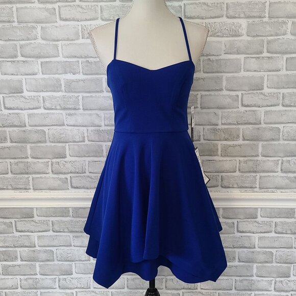 SEQUIN HEARTS Blue Short Fit and Flare Party Dress Juniors Small Hoco Dance NEW - Picture 8 of 8